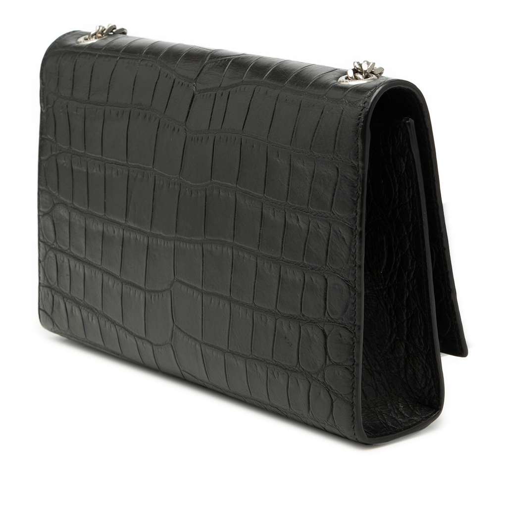Saint Laurent Medium Croc Embossed Leather Kate Tassel Crossbody Black Leather Good condition - Back View