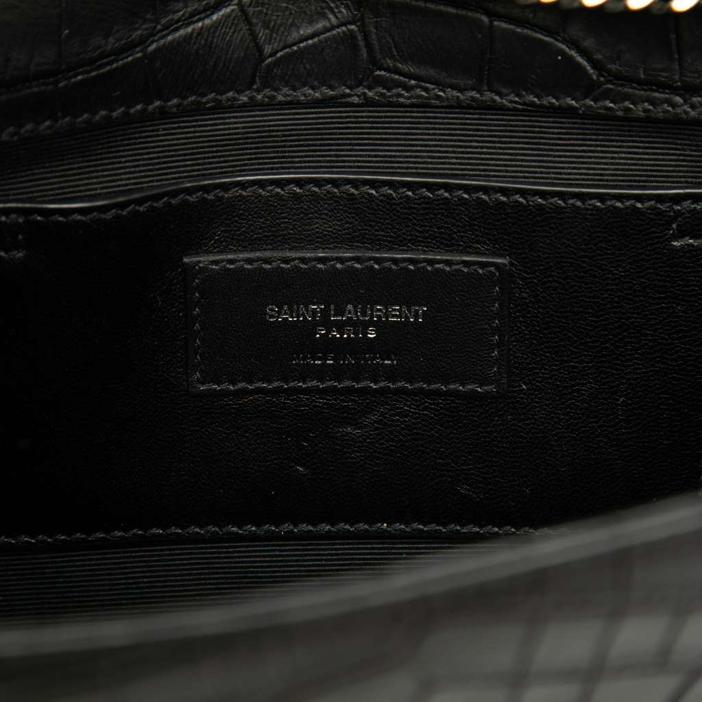 Saint Laurent Medium Croc Embossed Leather Kate Tassel Crossbody Black Leather Good condition - Box View