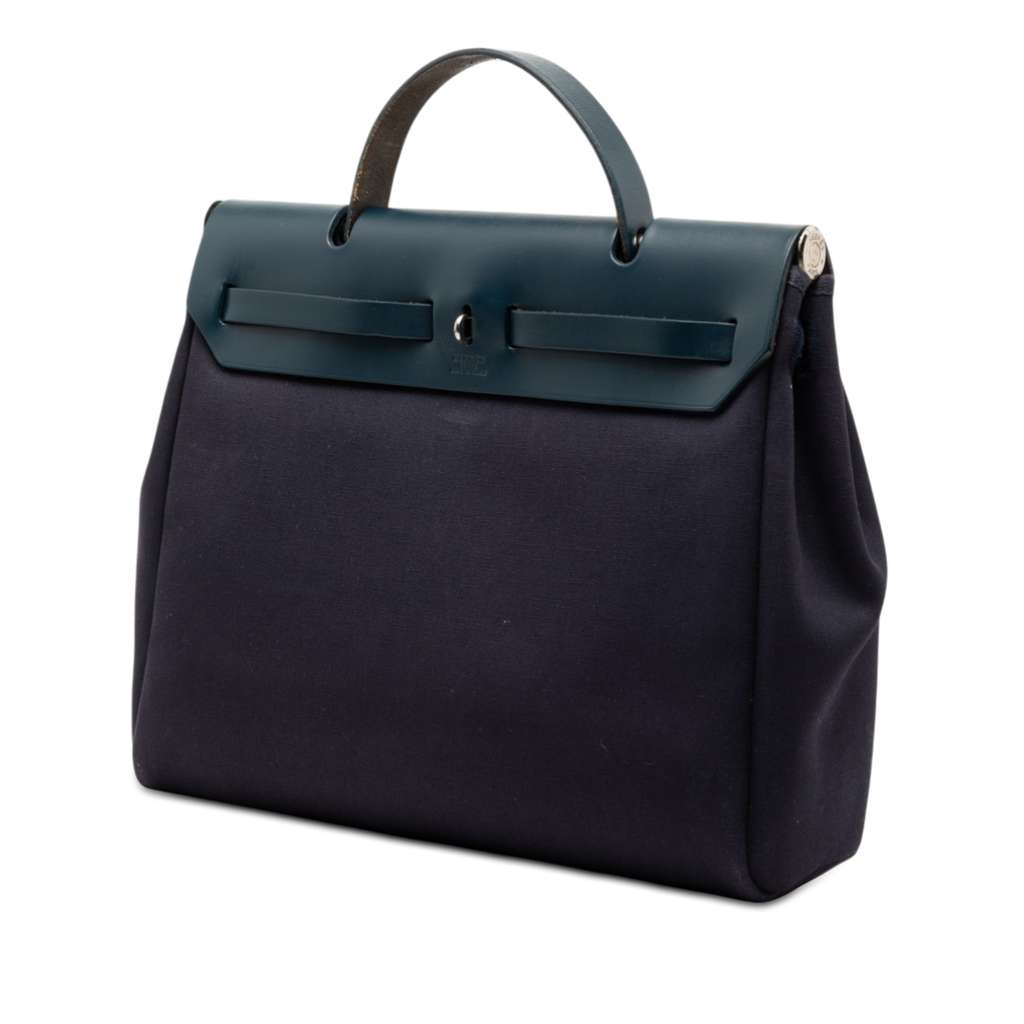 Hermès Toile Herbag PM Blue Canvas Good condition - Back View