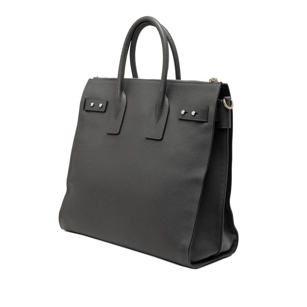 Saint Laurent Leather Sac De Jour North South Satchel Grey Leather Good condition - Back View