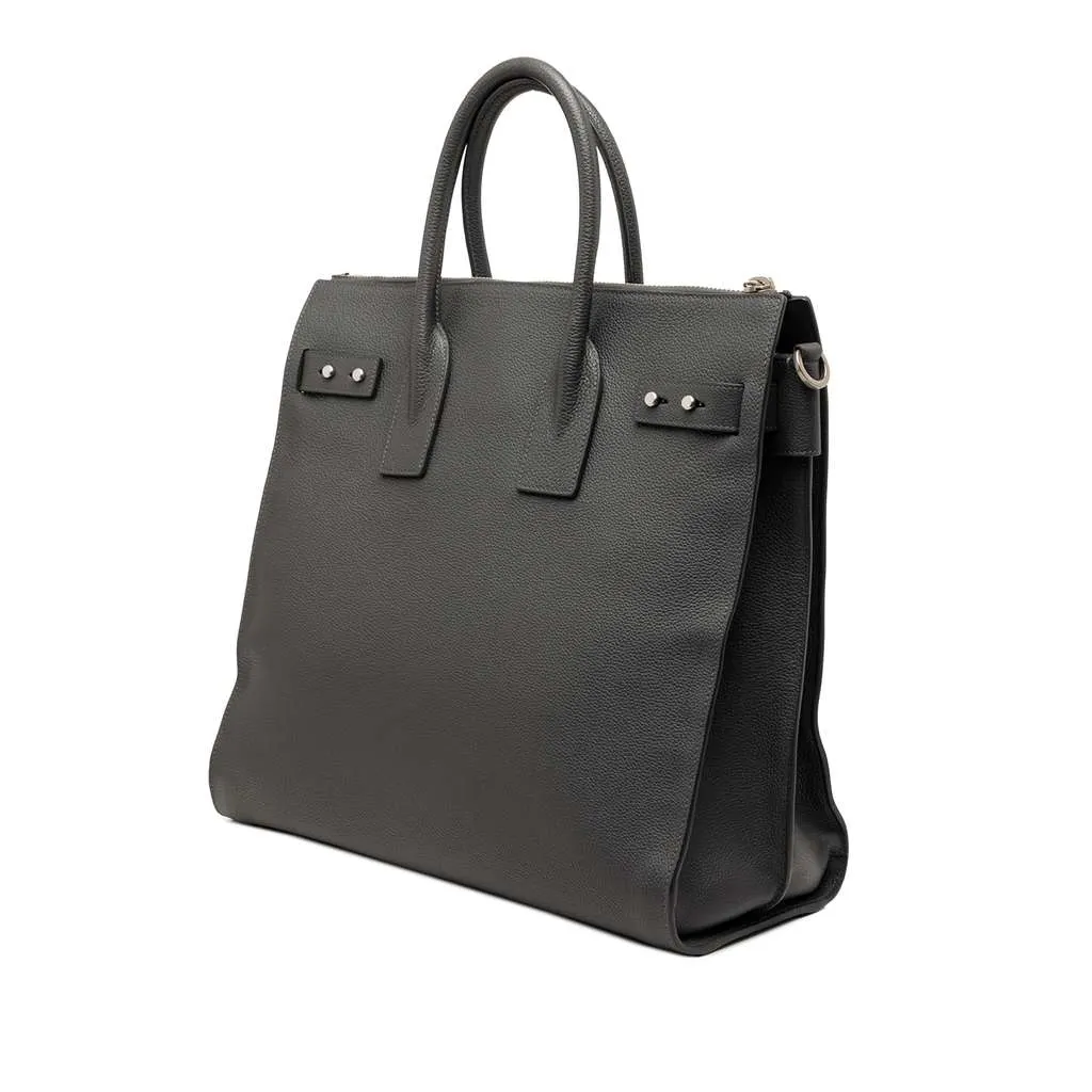 Saint Laurent Leather Sac De Jour North South Satchel Grey Leather Very good - Back View