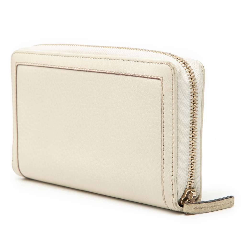Gucci Leather Bamboo Tassel Continental Wallet White Leather Good condition - Back View