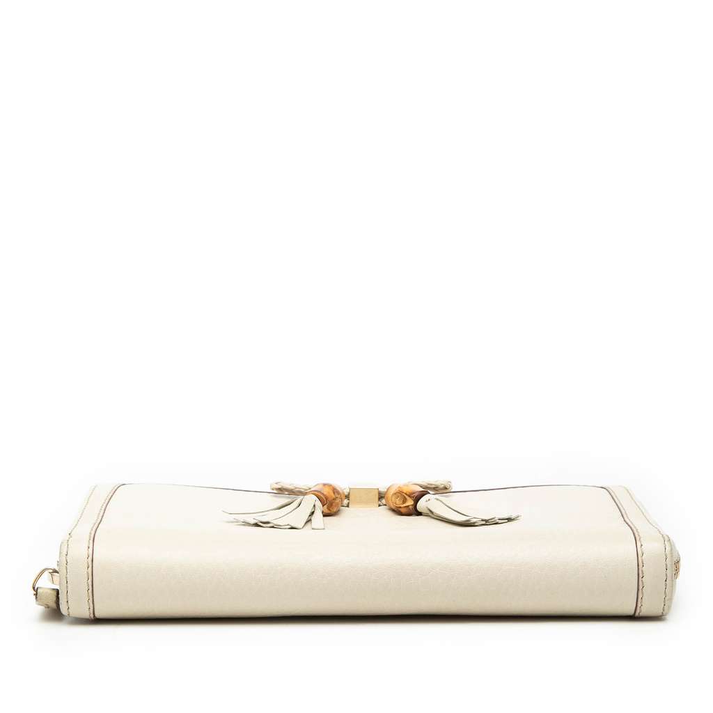 Gucci Leather Bamboo Tassel Continental Wallet White Leather Good condition - Inside View