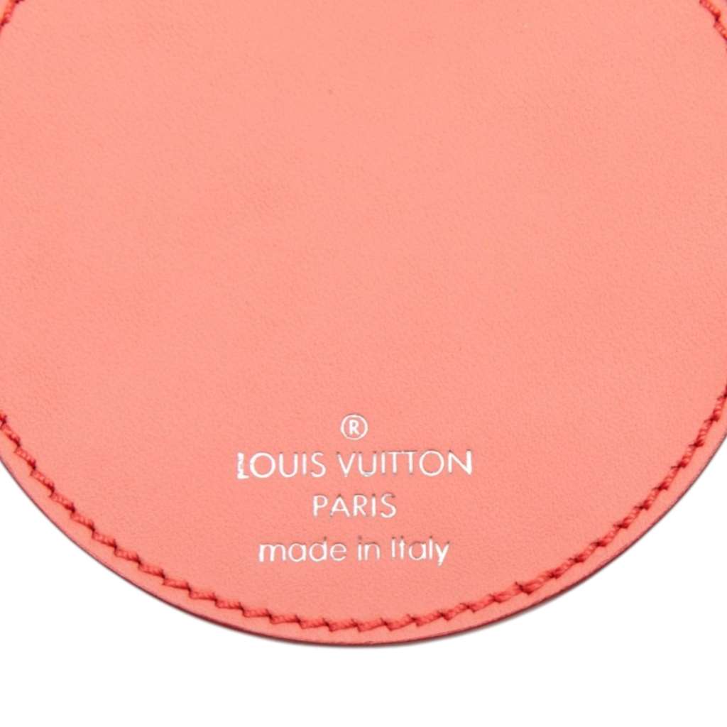 Louis Vuitton Rose Litchi Monogram Vernis Sweet Stripes Mirror Bag Charm and Key Holder Red Leather Good condition - Inside View