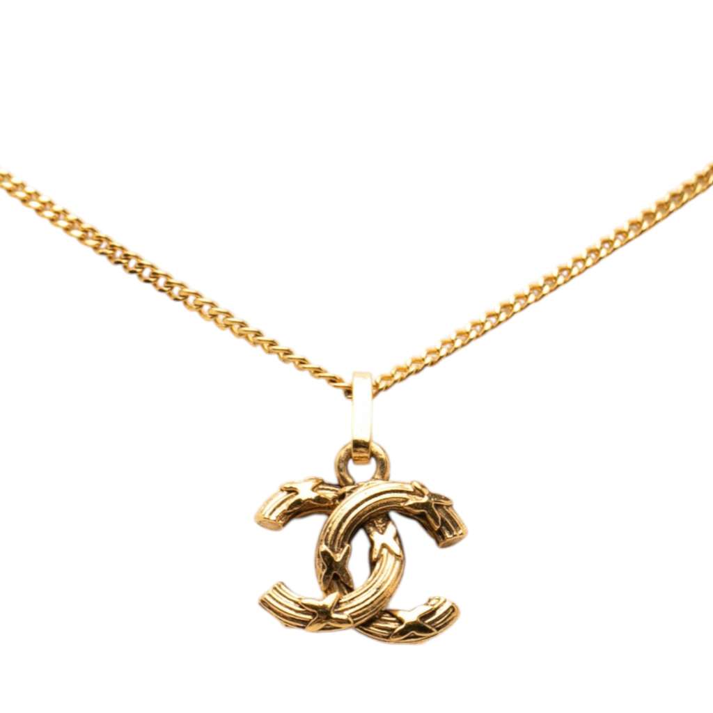 Chanel Gold Plated CC Pendant Necklace Gold Metal Good condition - Inside View
