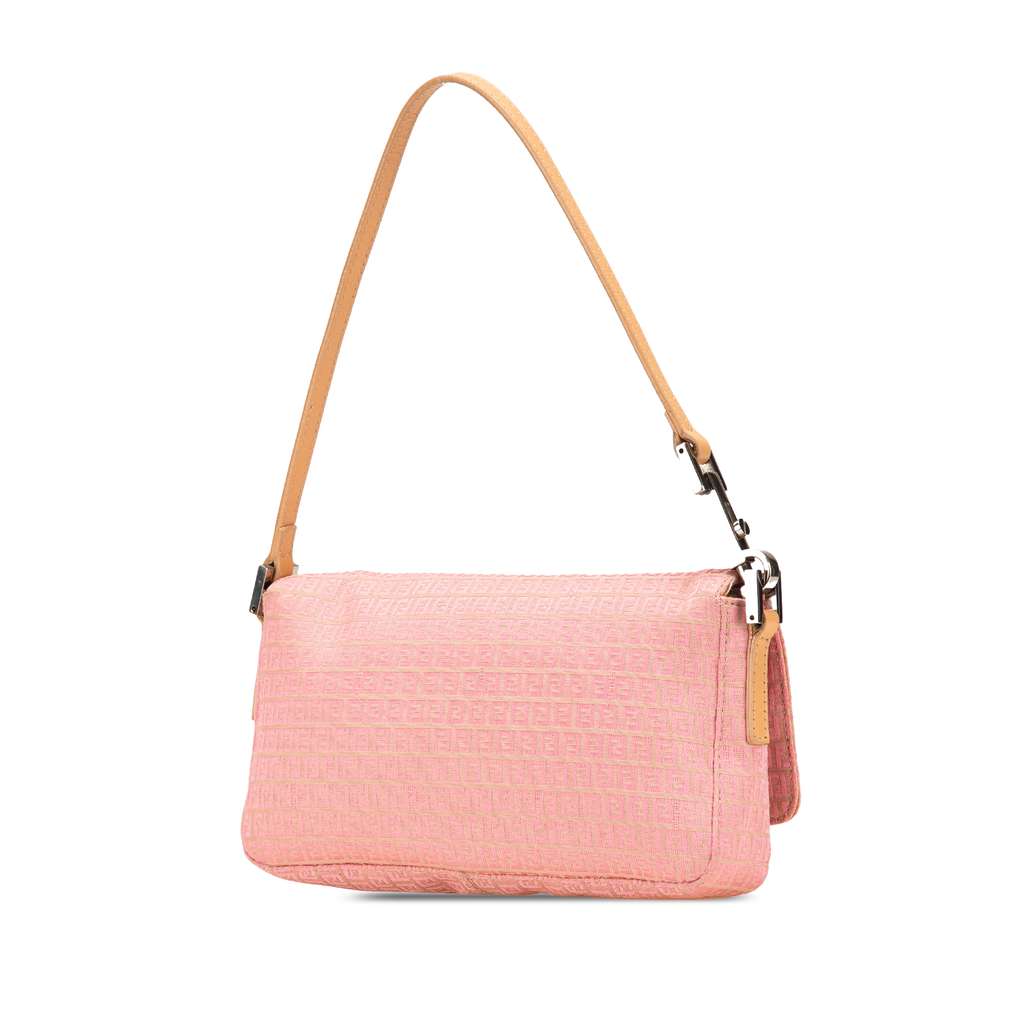 Fendi Micro Zucchino Canvas Shoulder Bag Pink Canvas Good condition - Back View