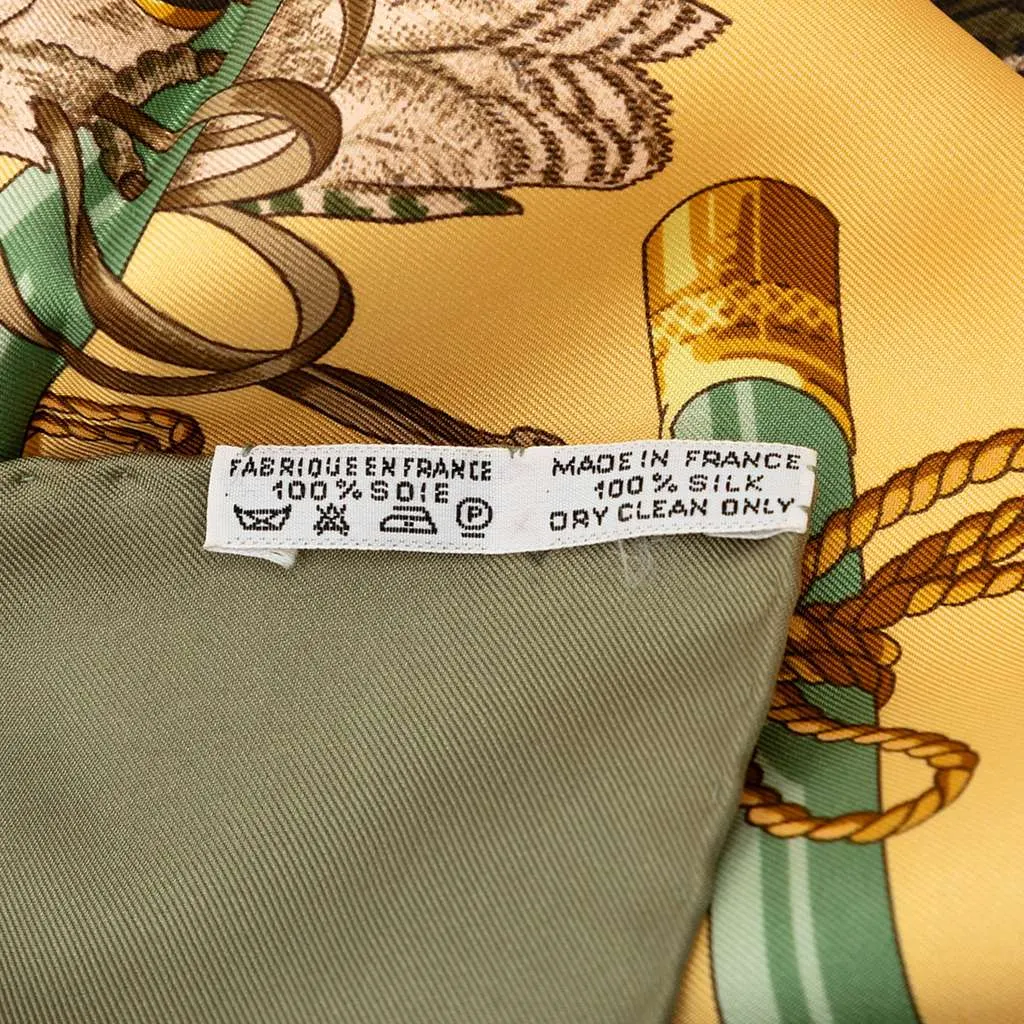 Hermès Les Oiseaux du Roy Silk Scarf 90 Yellow Silk Very good - Back View