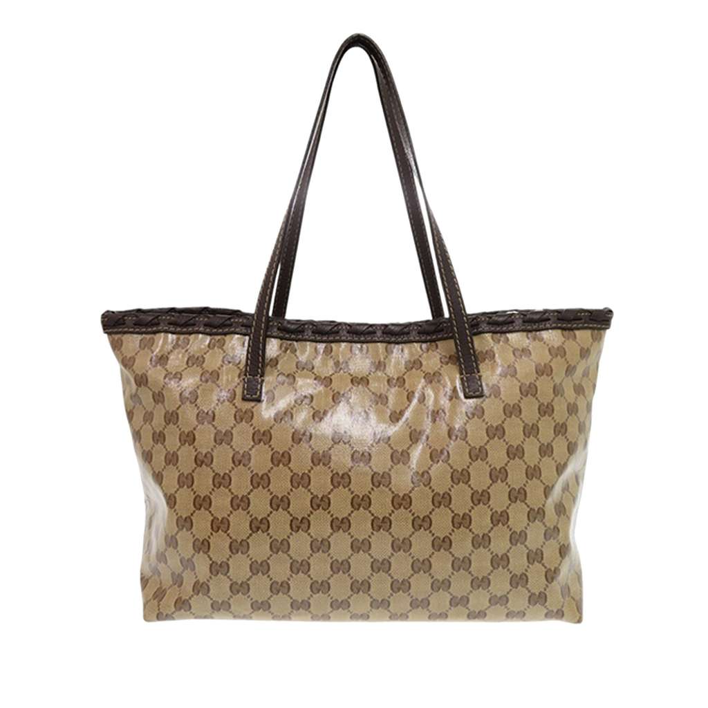 Gucci GG Crystal Bamboo Tassel Tote Beige Canvas Good condition - Back View