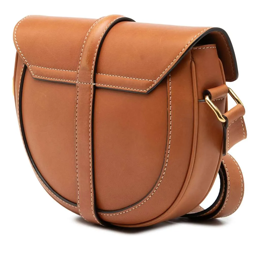 Celine Small Calfskin Besace 16 Crossbody Brown Leather Very good - Back View