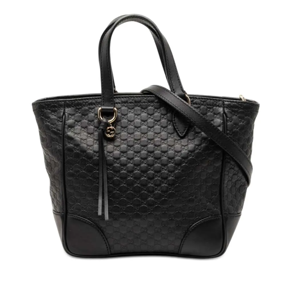 Gucci Small Microguccissima Bree Satchel Black Leather Very good - Front View