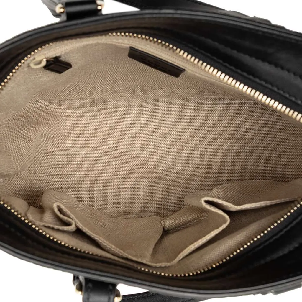 Gucci Small Microguccissima Bree Satchel Black Leather Very good - Model View
