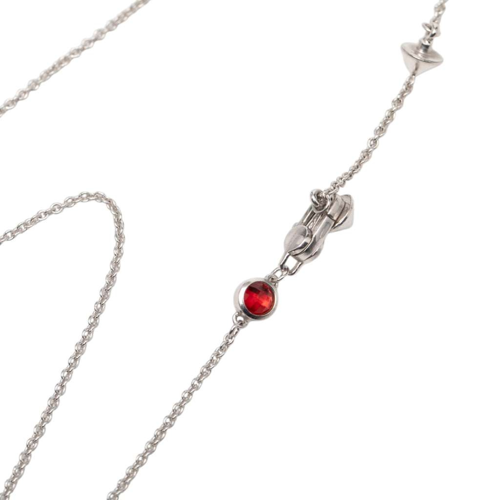 Gucci Sterling Silver Heart Crystal Drop Pendant Necklace Silver Silver Good condition - Model View