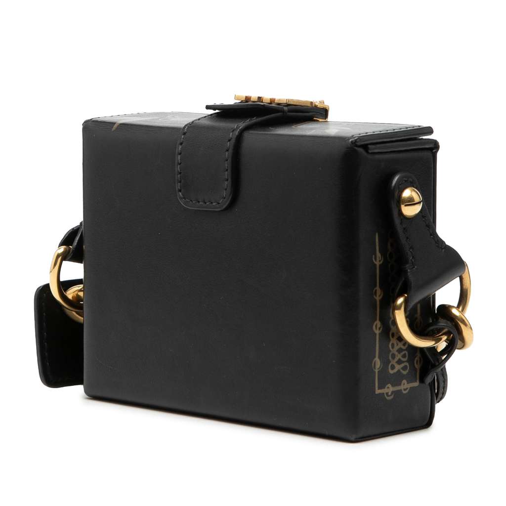 Dior Printed Lambskin Dioraddict Lockbox Crossbody Black Leather Good condition - Back View