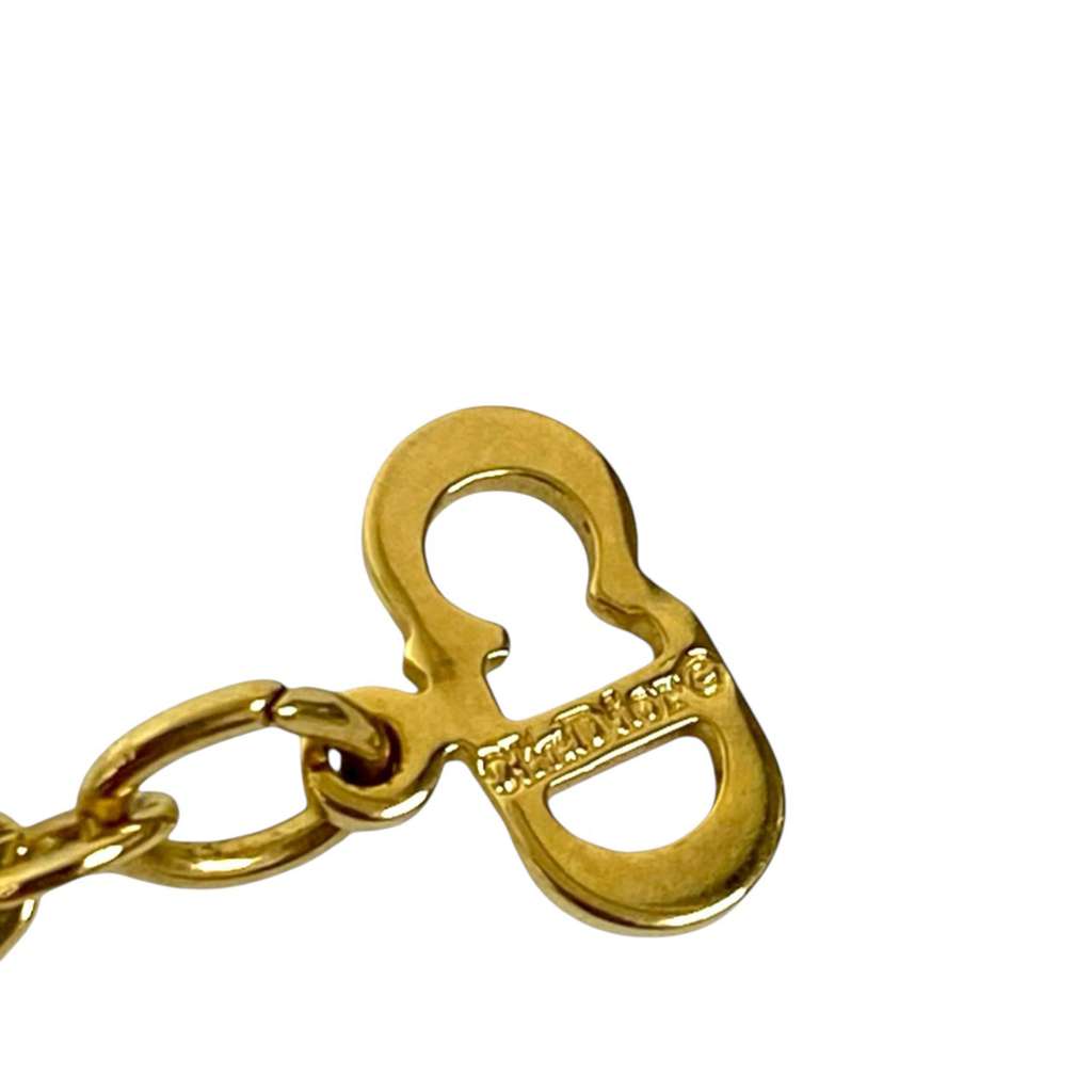 Dior Gold Plated Logo Pendant Necklace Gold Metal Good condition - Model View