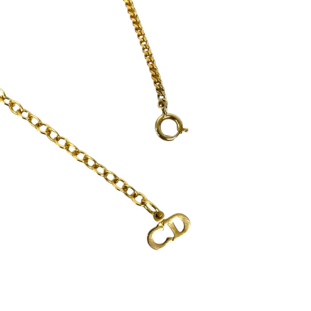 Dior Gold Plated Logo Pendant Necklace Gold Metal Good condition - Box View