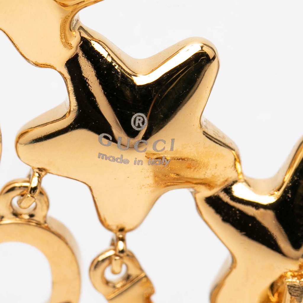 Gucci Gold Plated Crystal Star Script Ear Cuff Gold Metal Good condition - Inside View