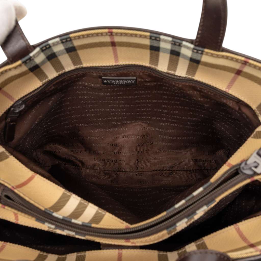 Burberry House Check Coated Canvas Tote Beige Good condition - Model View