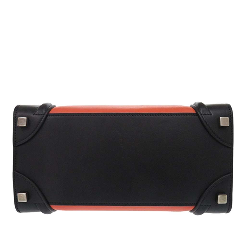 Celine Micro Tricolor Leather Luggage Tote Orange Leather Good condition - Inside View