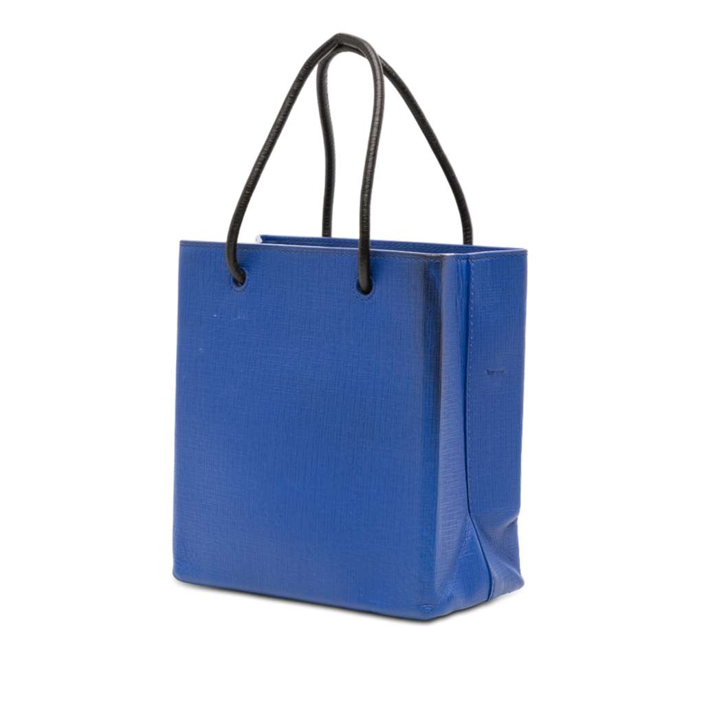 Balenciaga XXS Leather Logo Shopping Tote Blue Leather Good condition - Back View