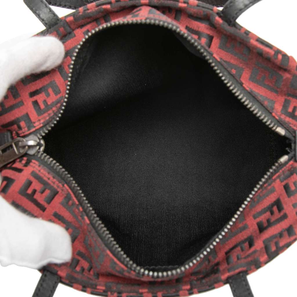Fendi Mini Zucchino Canvas Handbag Red Canvas Fair condition - Model View
