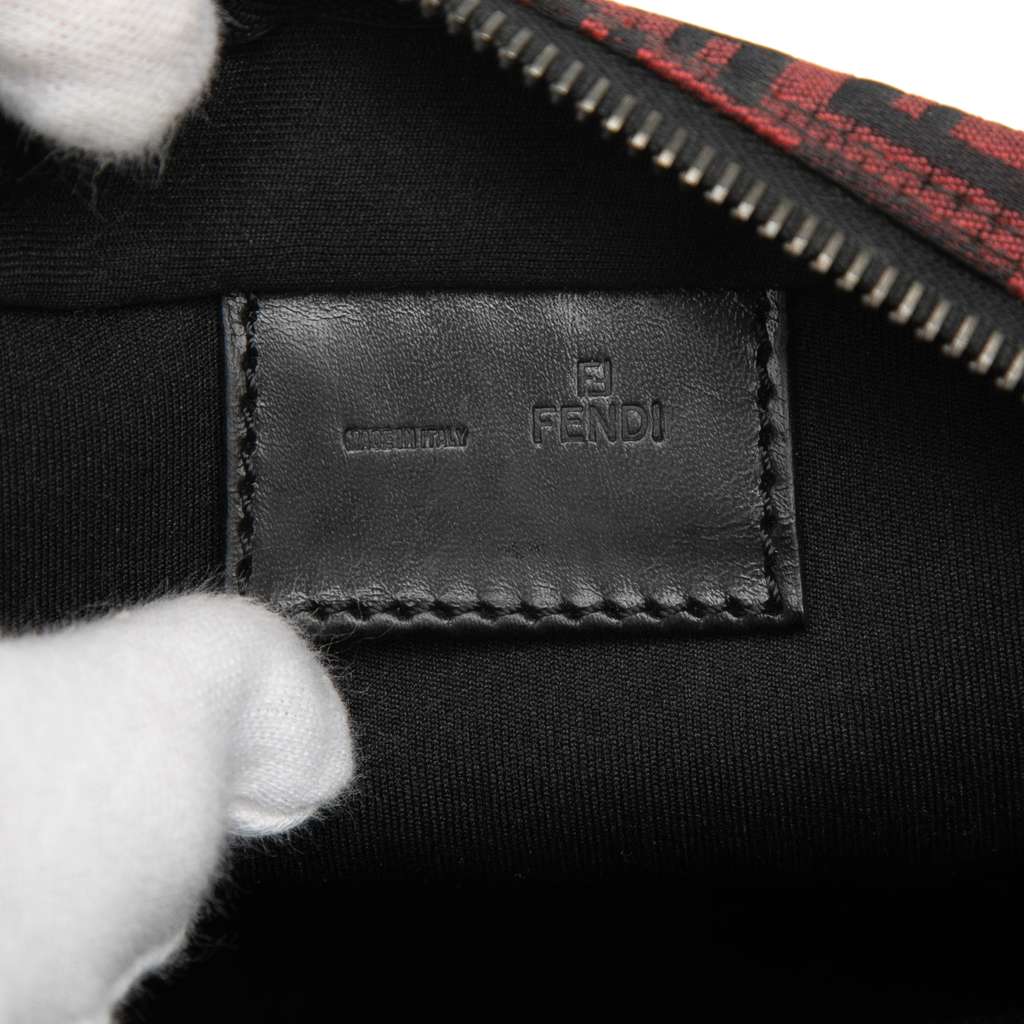 Fendi Mini Zucchino Canvas Handbag Red Canvas Fair condition - Box View