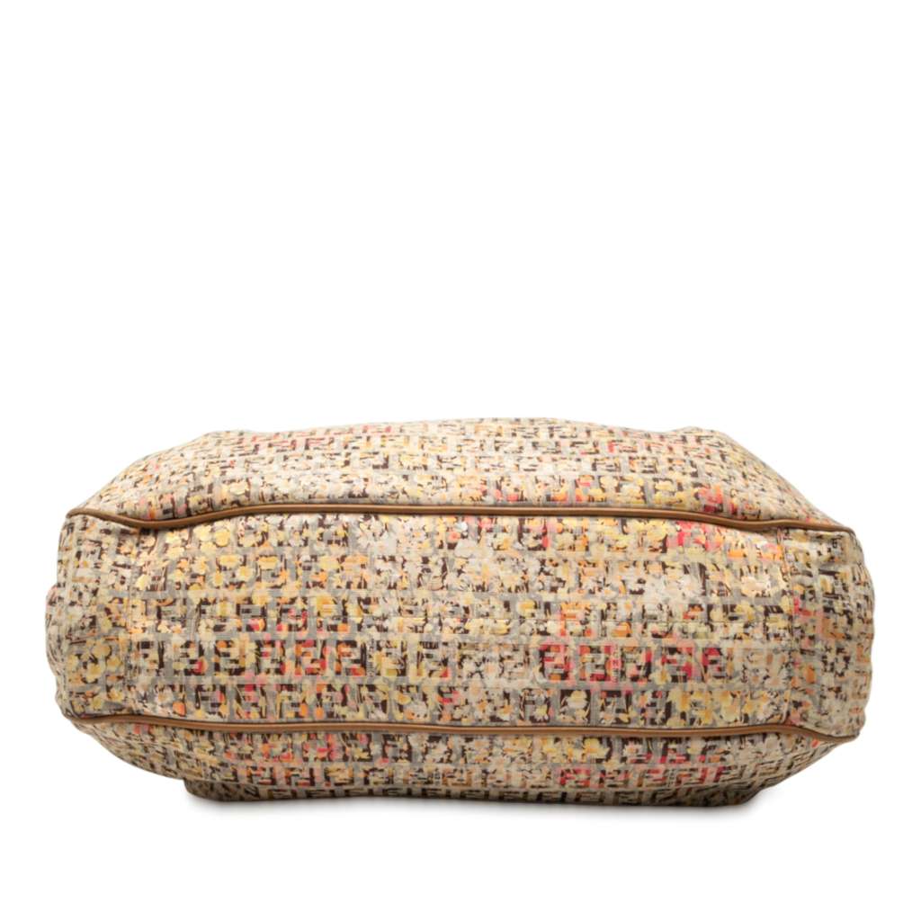 Fendi Zucchino Canvas Floral Shoulder Bag Beige Good condition - Inside View