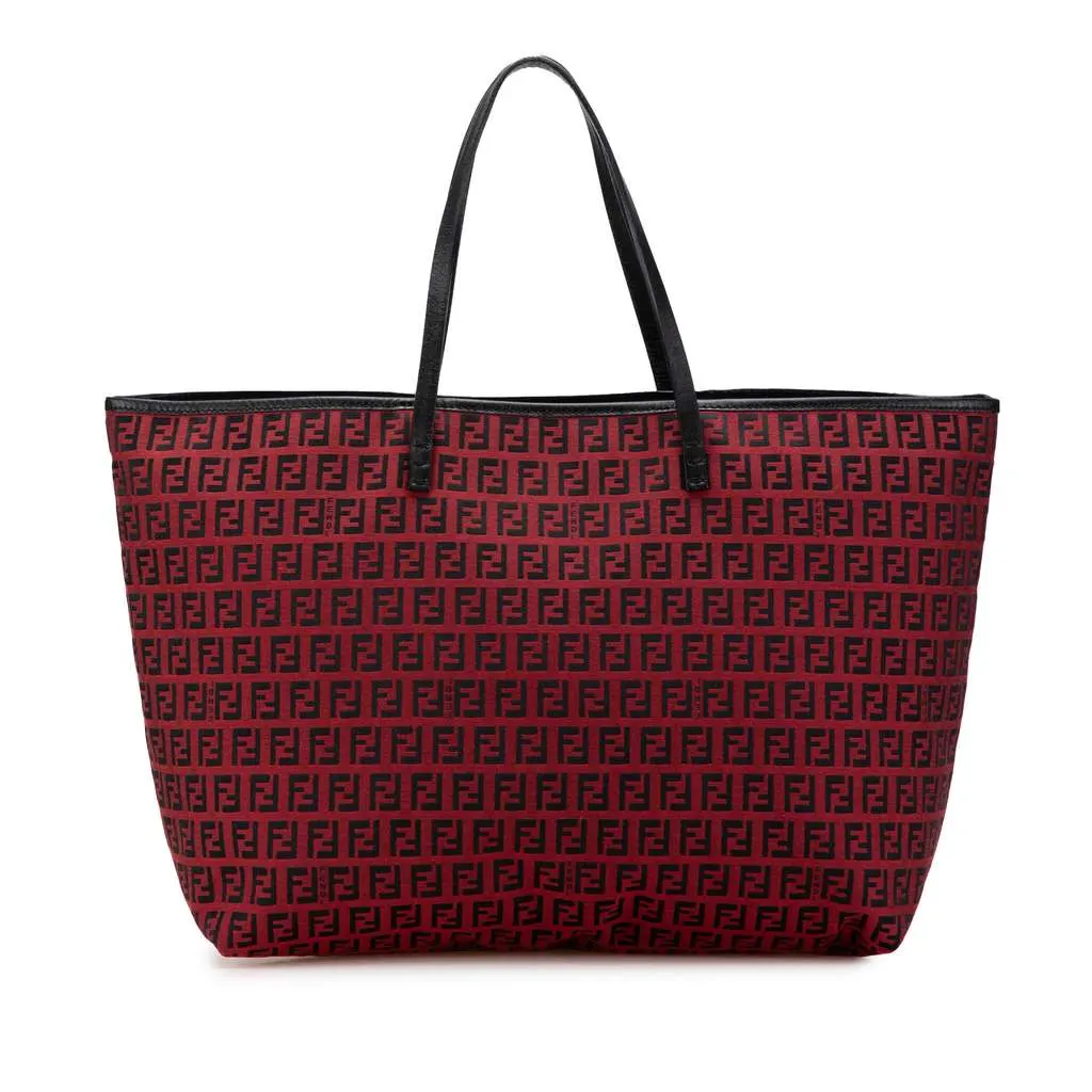 Fendi Medium Zucchino Canvas Roll Tote Red Canvas Very good - Front View