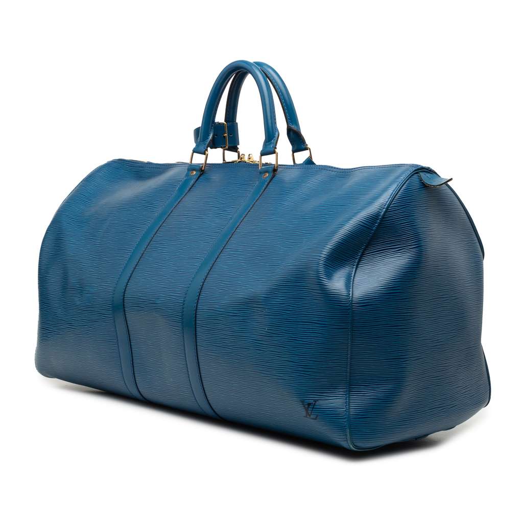 Louis Vuitton Epi Keepall 55 Blue Leather Good condition - Back View