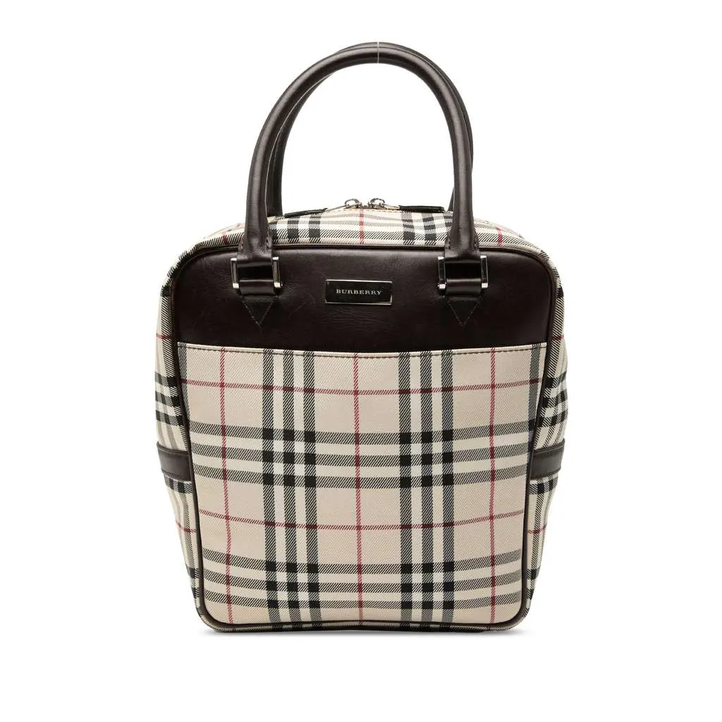 Burberry House Check Canvas Handbag Beige Canvas Good - Front View