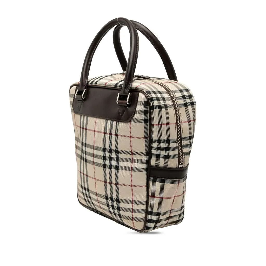 Burberry House Check Canvas Handbag Beige Canvas Good - Back View