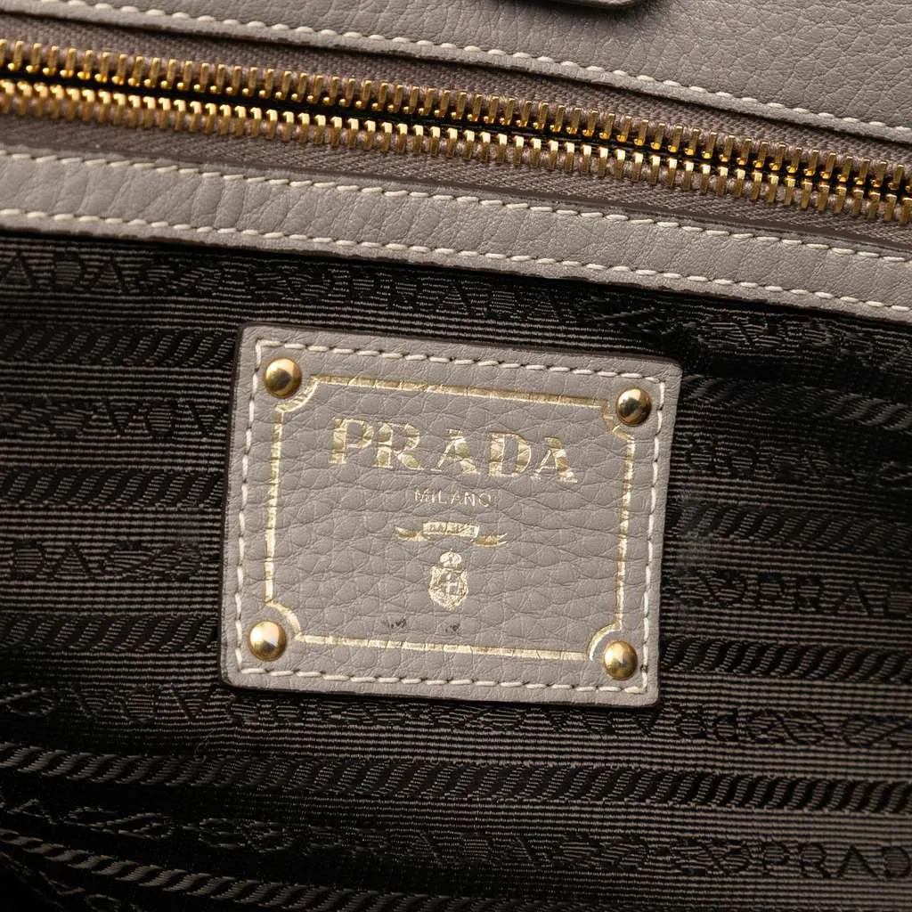 Prada Vitello Daino Open Convertible Tote Grey Leather Very good - Box View