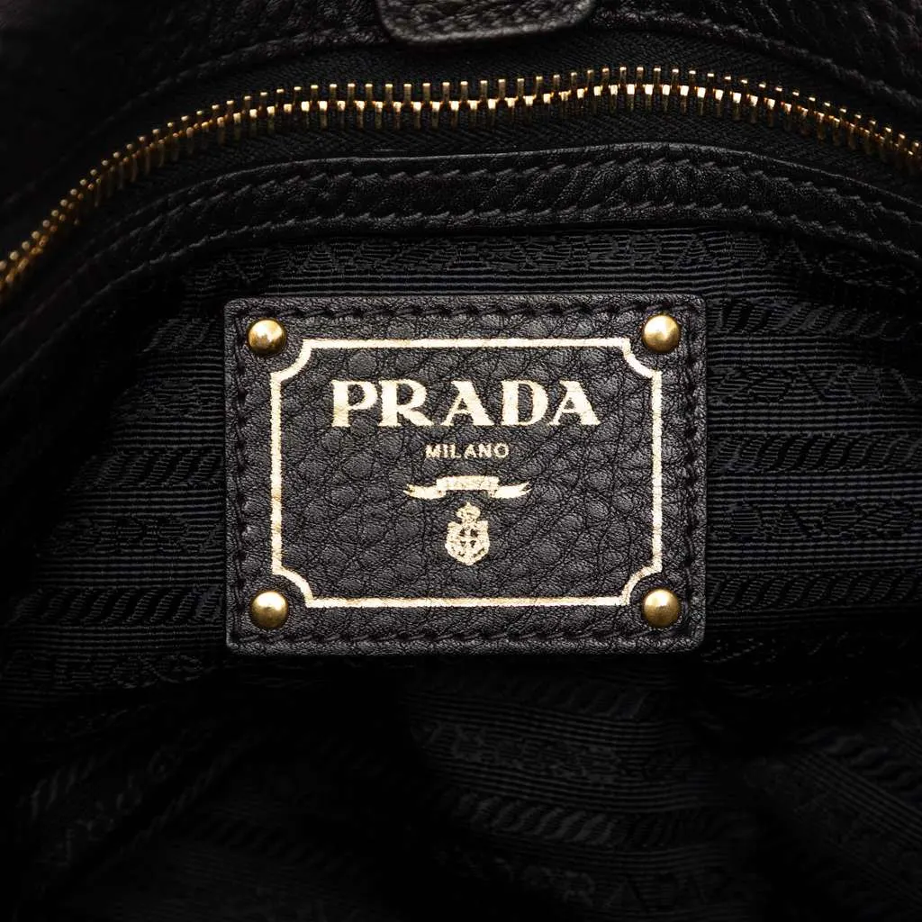 Prada Vitello Daino Open Convertible Tote Black Leather Very good - Box View
