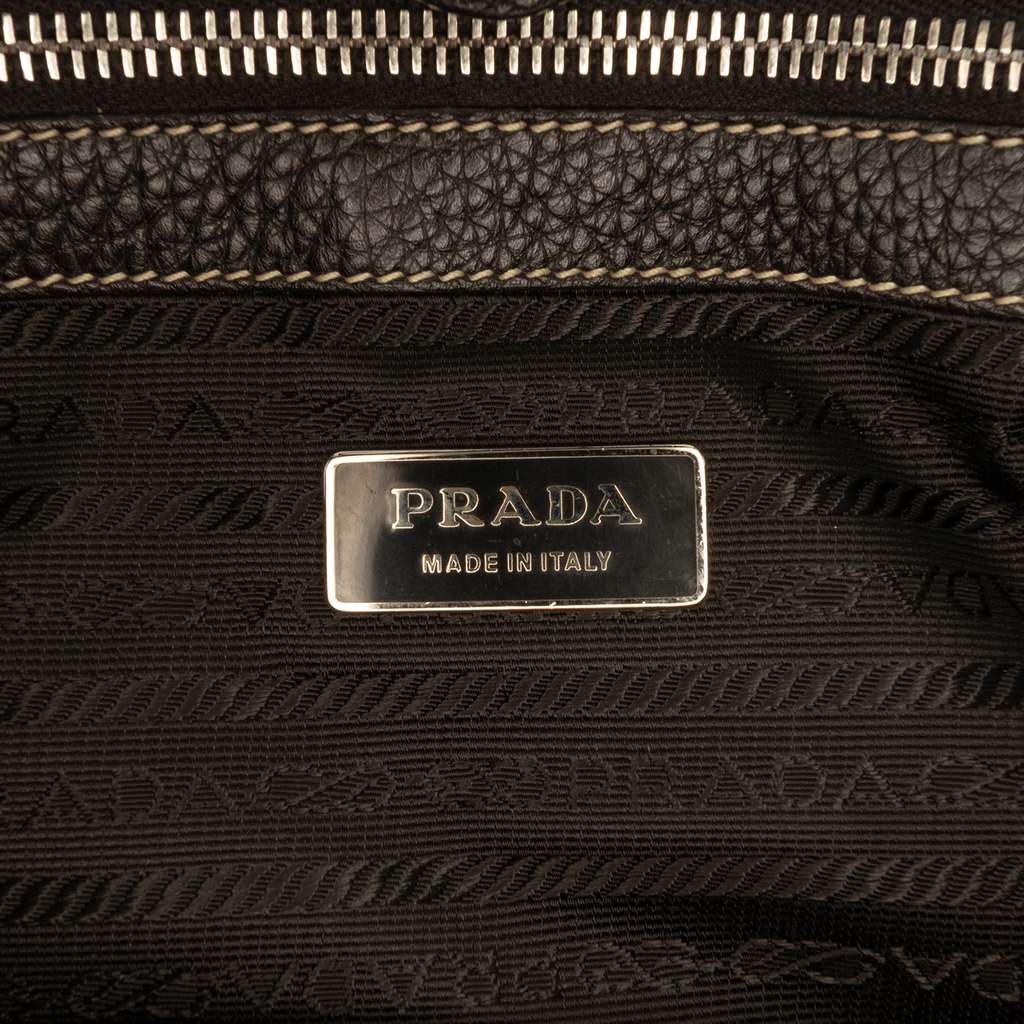 Prada Leather Trimmed Tessuto Buckle Shoulder Bag Black Good condition - Box View