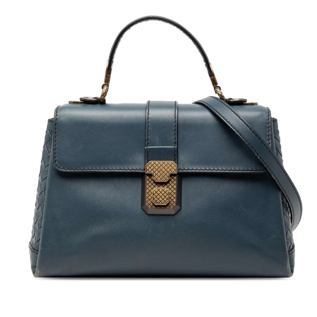 Bottega Veneta Small Intrecciato Trimmed Nappa Piazza Top Handle Satchel