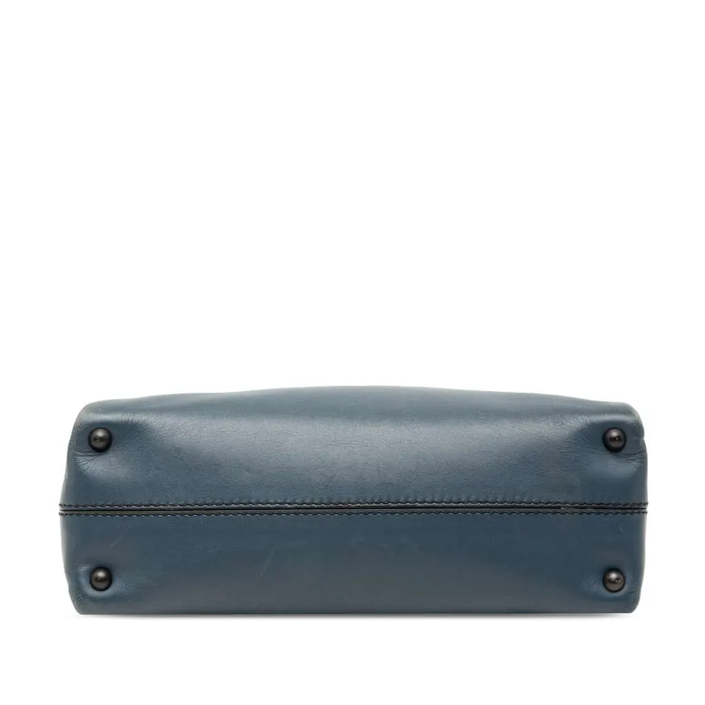 Bottega Veneta Small Intrecciato Trimmed Nappa Piazza Top Handle Satchel Blue Leather Very good - Inside View