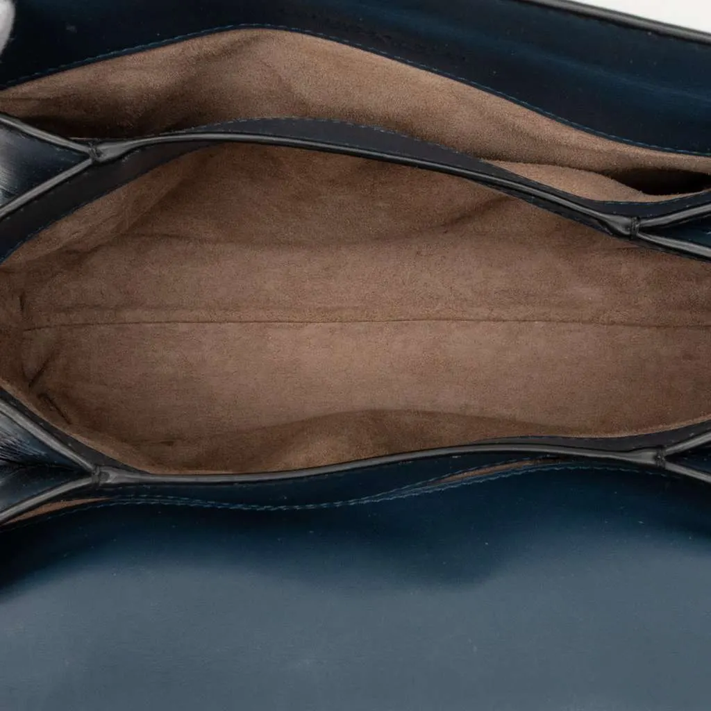 Bottega Veneta Small Intrecciato Trimmed Nappa Piazza Top Handle Satchel Blue Leather Very good - Model View