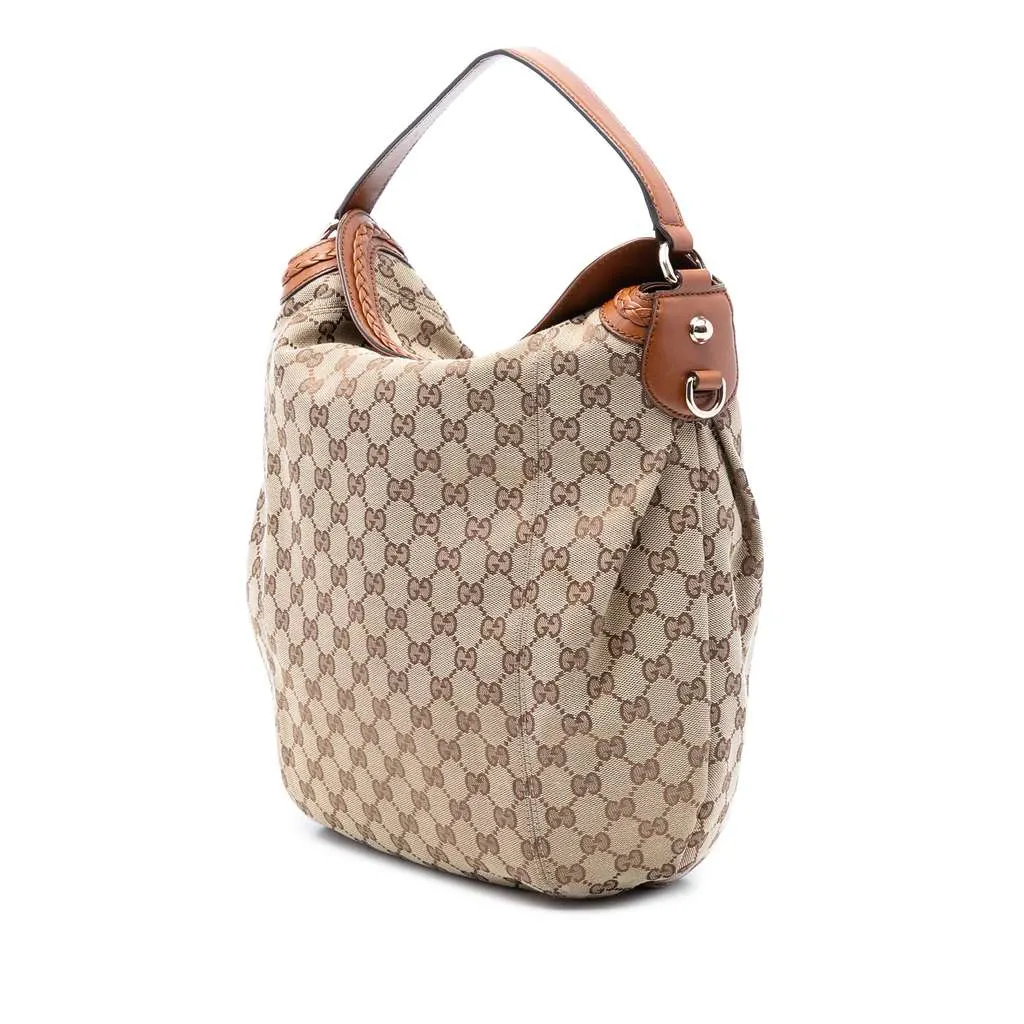 Gucci Medium GG Canvas Brick Lane Convertible Hobo Beige Very good - Back View