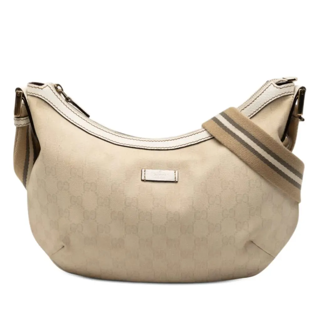 Gucci GG Canvas Web Crossbody Beige Canvas Very good - Front View