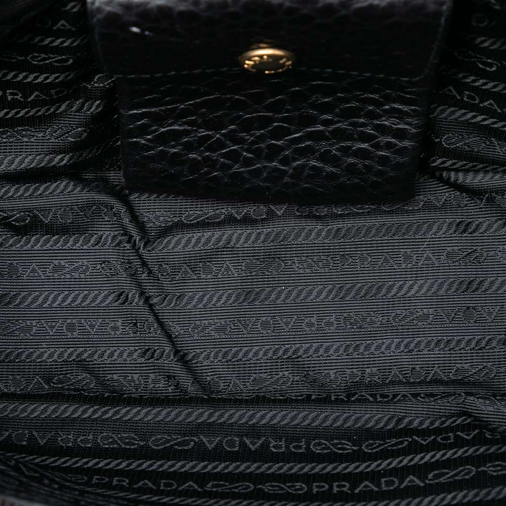 Prada Leather Trimmed Tessuto Front Flap Pocket Shoulder Bag Black Good condition - Model View