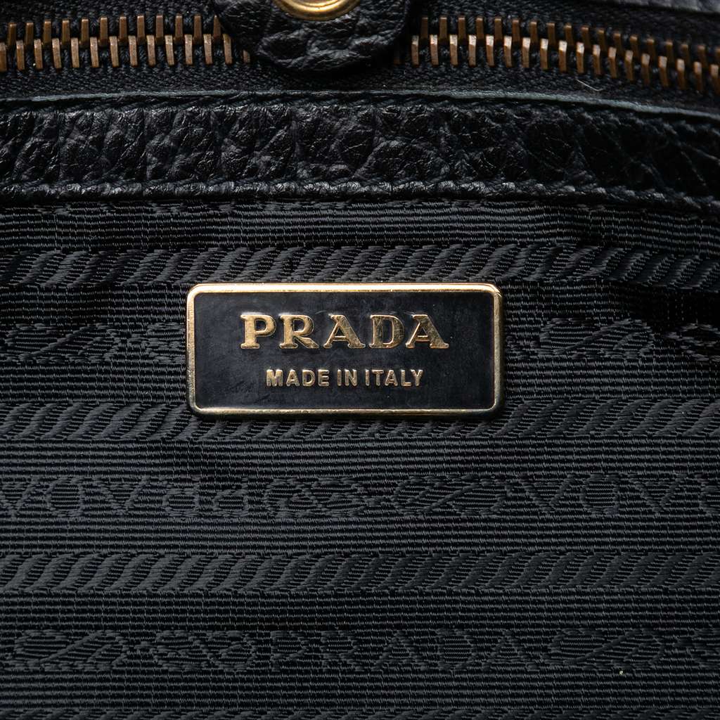 Prada Leather Trimmed Tessuto Front Flap Pocket Shoulder Bag Black Good condition - Box View