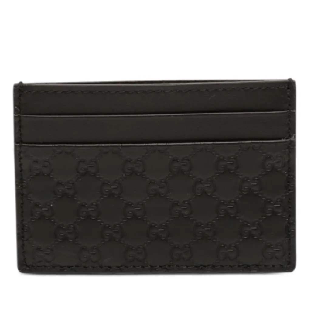 Gucci Microguccissima Card Holder Black Leather Very good - Front View