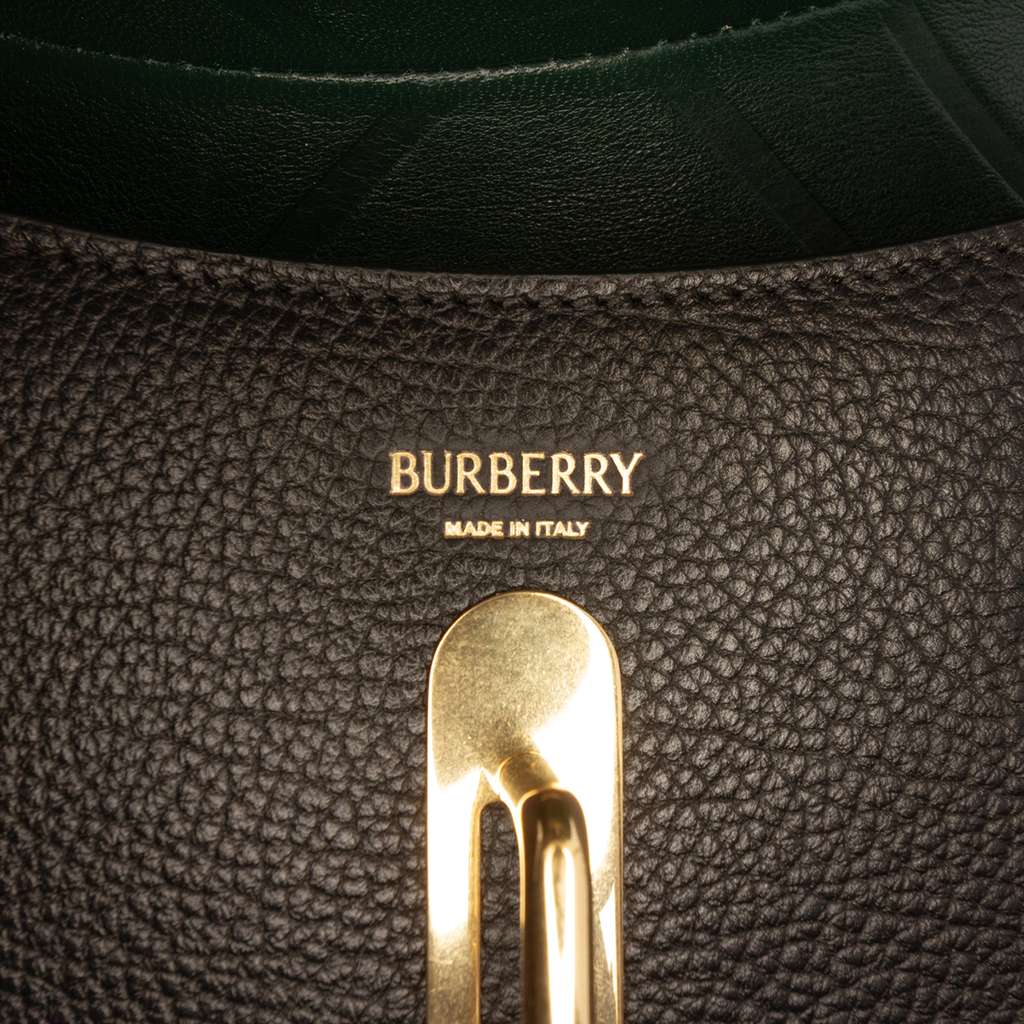 Burberry Mini Grained Calfskin Rocking Horse Crossbody Black Leather Very good condition - Box View