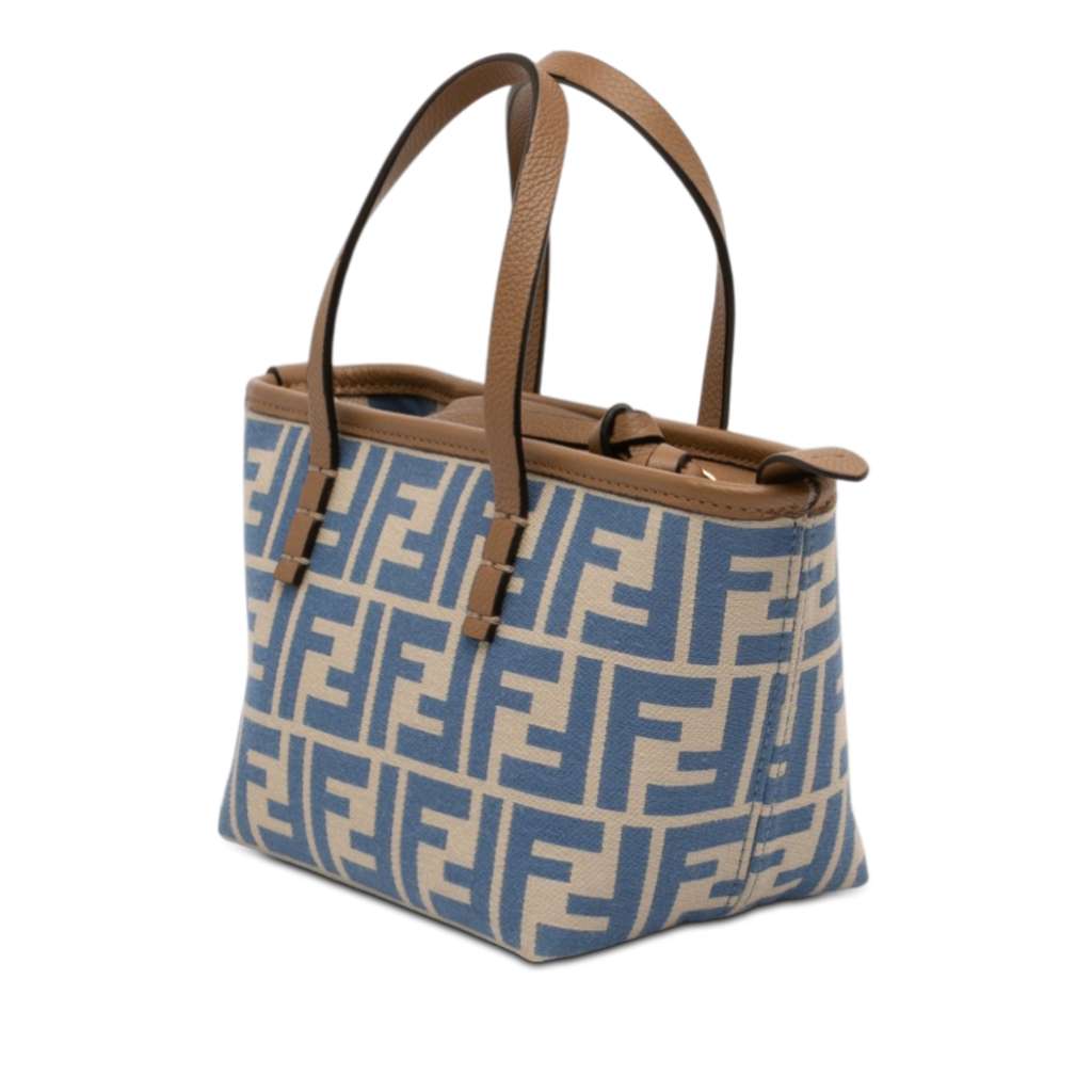 Fendi Mini Zucca Jacquard Roll Satchel Blue Jacquard Fair condition - Back View