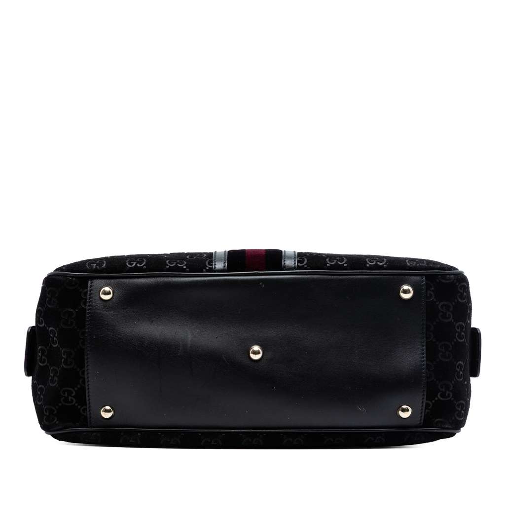 Gucci GG Suede Web Dome Handbag Black Leather Good condition - Inside View