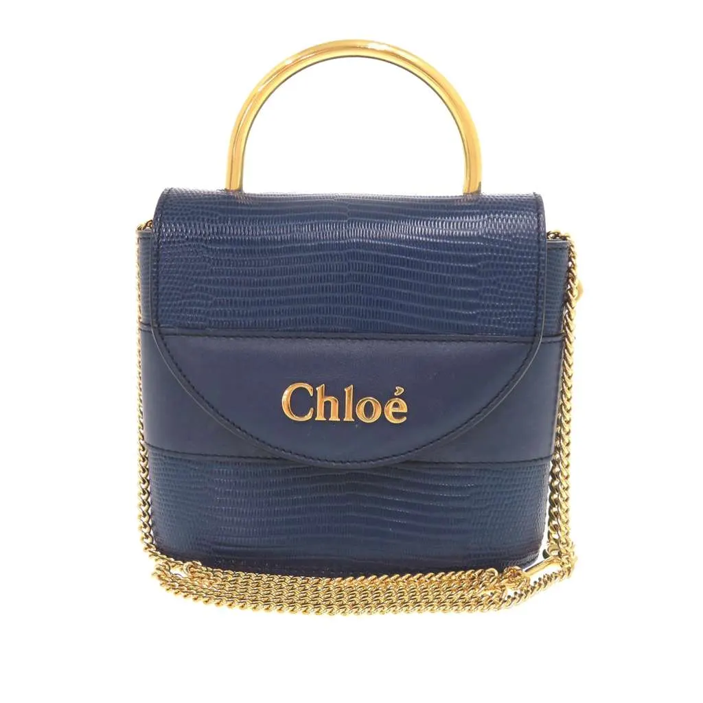 Chloé Lizard Embossed Leather Aby Lock Satchel Blue Leather Very good - Front View