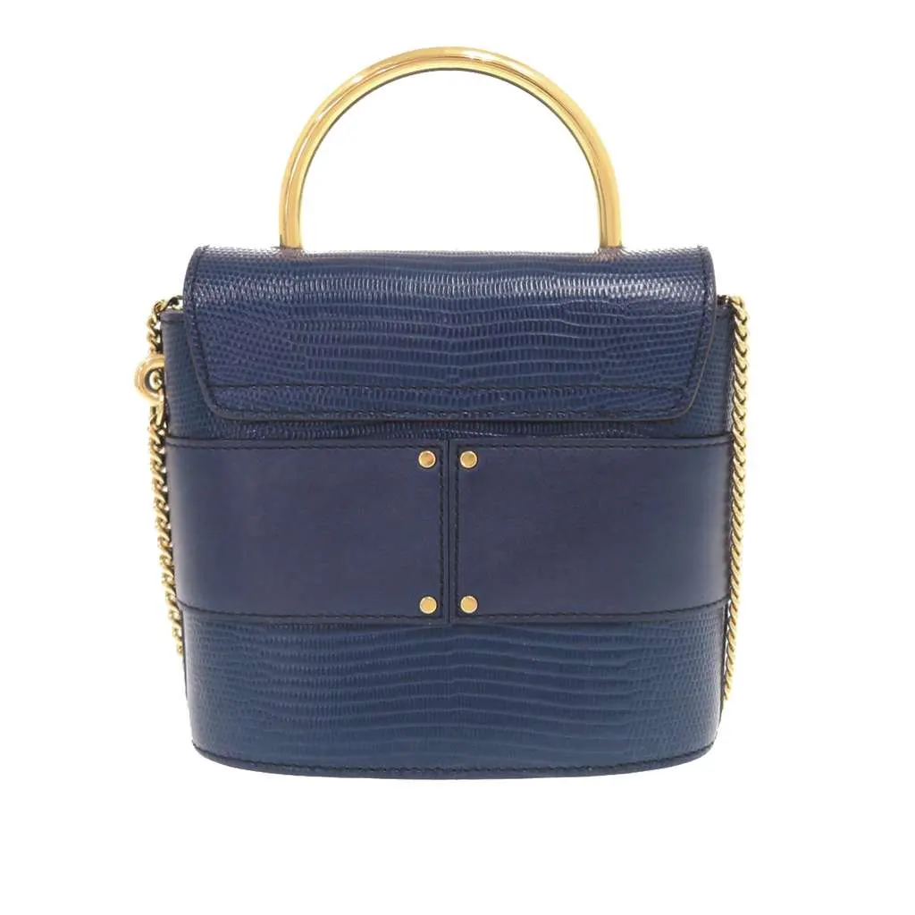 Chloé Lizard Embossed Leather Aby Lock Satchel Blue Leather Very good - Back View