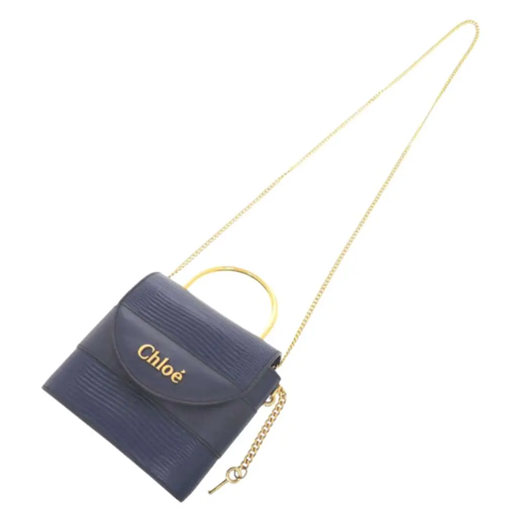 Chloé Lizard Embossed Leather Aby Lock Satchel Blue Leather Very good - Model View