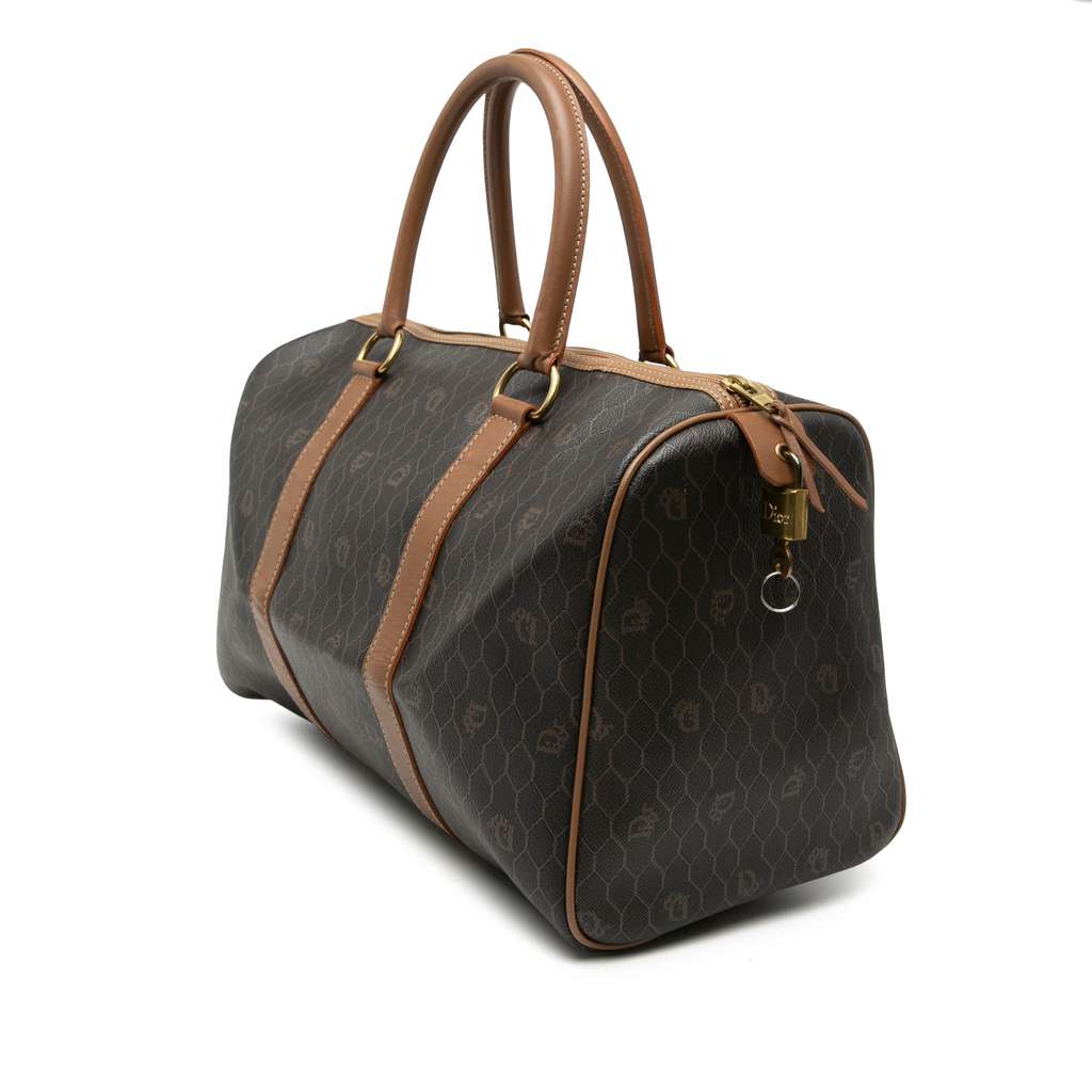 Dior Honeycomb Coated Canvas Boston Bag Black Canvas Good condition - Back View