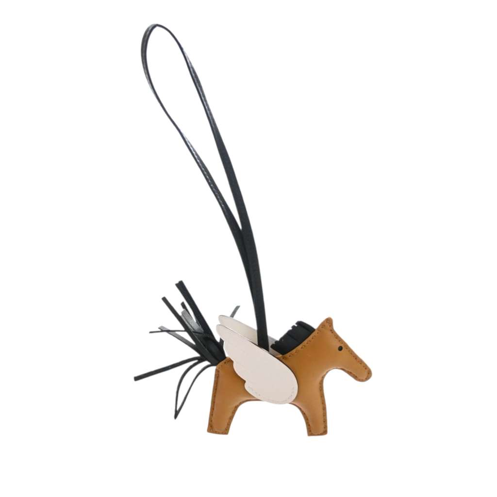 Hermès Milo Lambskin and Swift Grigri Rodeo Pegase Bag Charm PM Brown Leather Good condition - Back View