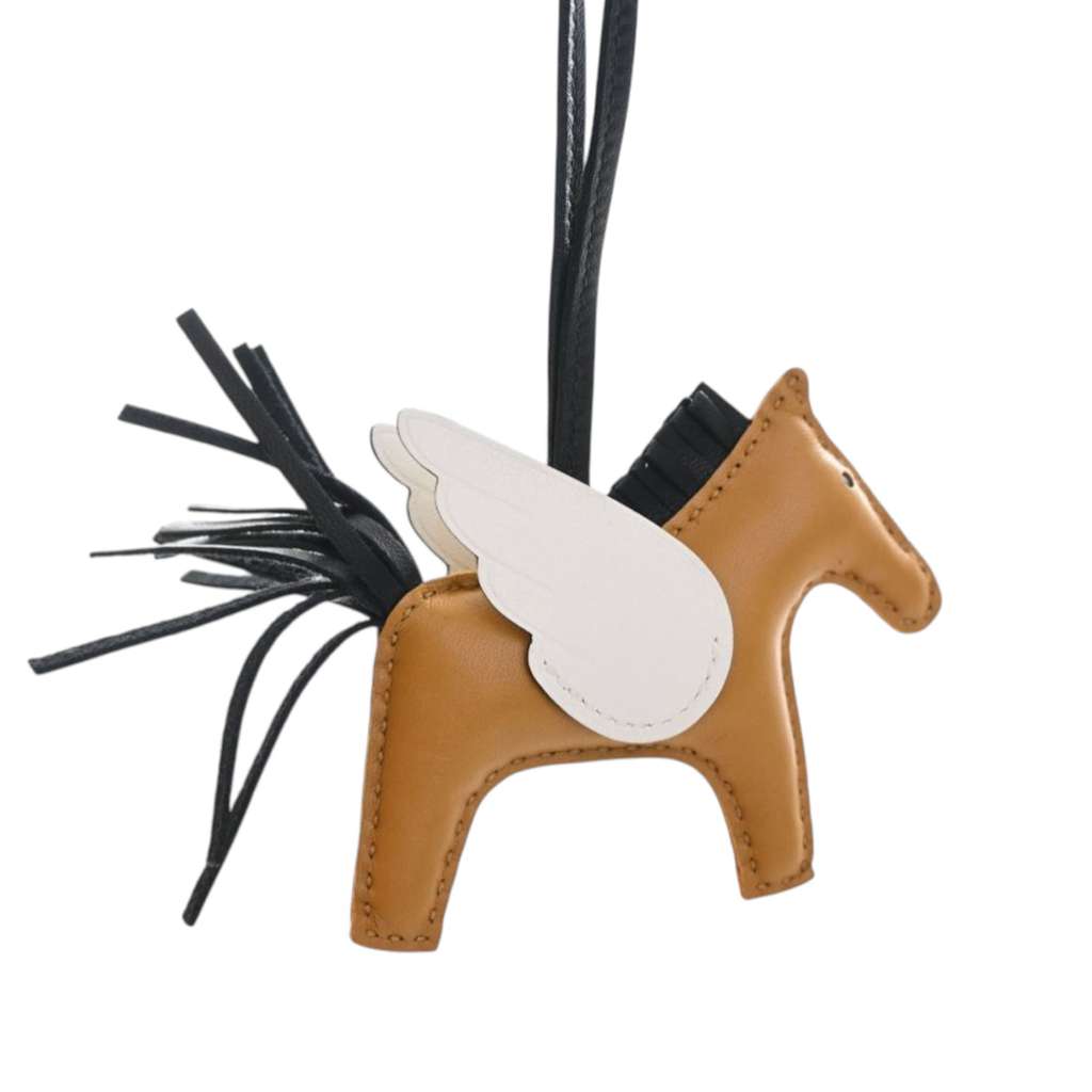 Hermès Milo Lambskin and Swift Grigri Rodeo Pegase Bag Charm PM Brown Leather Good condition - Model View